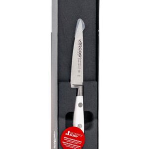 ARCOS Forged Paring Knife 4 Inch Stainless Steel. Kitchen Knife for Peeling Fruits and Vegetables. Ergonomic Polyoxymethylene Handle and 100mm Blade. Series Riviera Blanc. Color White