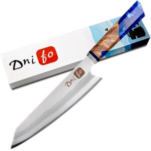 dnifo chef knife, 8-inch japanese kiritsuke chef knife, super sharp stainless steel professional high carbon japanese kitchen knife, ergonomic resin wood handle with sheath gift box