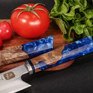 Dnifo Chef Knife, 8-inch Japanese Kiritsuke Chef Knife, Super Sharp Stainless Steel Professional High Carbon Japanese Kitchen Knife, Ergonomic Resin Wood Handle with Sheath Gift Box