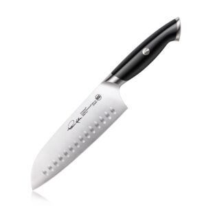 cangshan thomas keller signature collection swedish powder steel forged, 7-inch santoku knife, black
