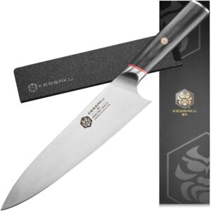 kessaku 8-inch chef knife - spectre series - forged japanese aus-8 high carbon stainless steel - pakkawood handle with blade guard