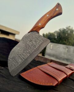 jnr traders handmade damascus steel cleaver knife serbian chef knife with sheath butcher knife meat cleaver jnr-5518