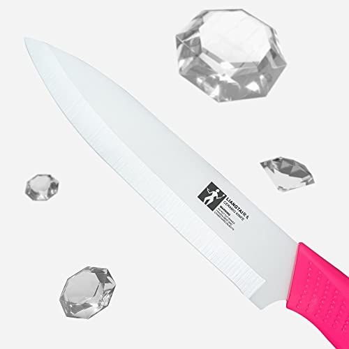 LIANGTAI Ceramic Knife 5 Inch Kitchen Utility Knife【Blade Thickness 1.8mm】 (Pink Handle)