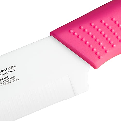 LIANGTAI Ceramic Knife 5 Inch Kitchen Utility Knife【Blade Thickness 1.8mm】 (Pink Handle)