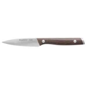 berghoff ron acapu paring knife 3.25" silver & brown crack-resistant ergonomically designed wood handle sharp & well balanced