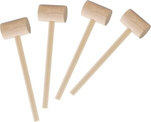 maine man seafood crab mallets, natural hardwood, 7.75-inches, set of 4