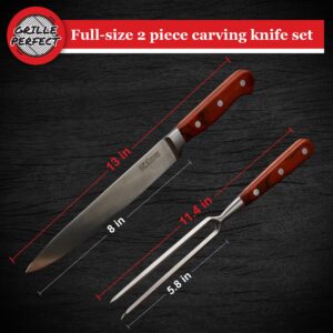 Meat Carving Knife Set with Fork - Meat Carving Knife - Knife Carving for Meat - Carving Fork Set - Turkey Carving Set Kitchen - Carving Knife for Ham - Meat Carving Tools Sets