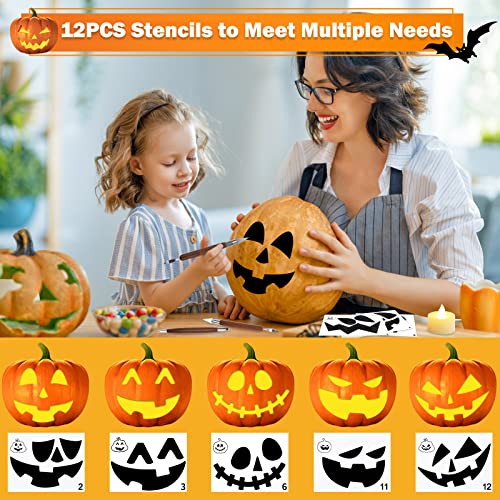 35 PCS Halloween Pumpkin Carving Kit, Professional Pumpkin Carving Tools Set with Stencils Candles Carrying Bag, Pumpkin Carving Knife for Kids Adults Sculpting Jack-O-Lanterns Halloween Decoration
