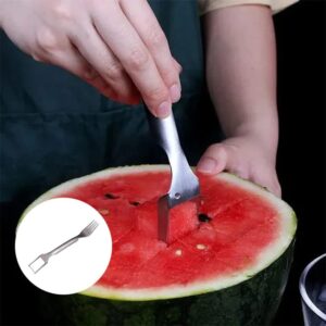 2-in-1 Watermelon Fork Slicer - 2023 New Watermelon Slicer Cutter, Dual Head Fruit Forks Slicer, Safety Stainless Steel Material, Summer Watermelon Fruit Cutting Artifact for Home Kitchen (1 PC)