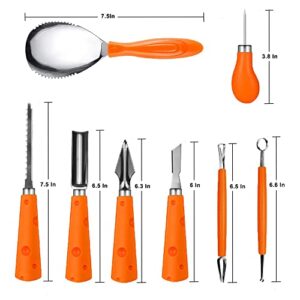 CRMPro 8 Pieces Pumpkin Carving Kit, Stainless Steel Pumpkin Carving Tools with Carrying Case for Kids & Adults Easily Carve Sculpt Halloween Jack-O-Lanterns