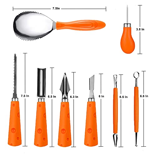 CRMPro 8 Pieces Pumpkin Carving Kit, Stainless Steel Pumpkin Carving Tools with Carrying Case for Kids & Adults Easily Carve Sculpt Halloween Jack-O-Lanterns