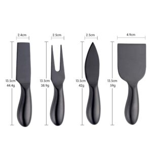 Buyer Star Black 4 Piece Cheese Knife Set Stainless Steel Mini Cheese knives Charcuterie Board Accessories Cheese Spreader Knife with Gift Box for Charcuterie, Gift-Ready