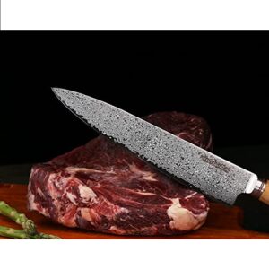 YOUSUNLONG Chef's Knife 10 Inch (25.5cm) Japanese Cleaver Damascus Steel Super Sharp - Italian Olive Wood Handle With Leather Sheath