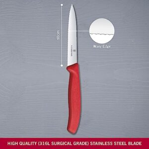 Victorinox VIC-6.7731 Swiss Classic Paring 4" Serrated Spear Point Blade 5/8" Width at Handle Red