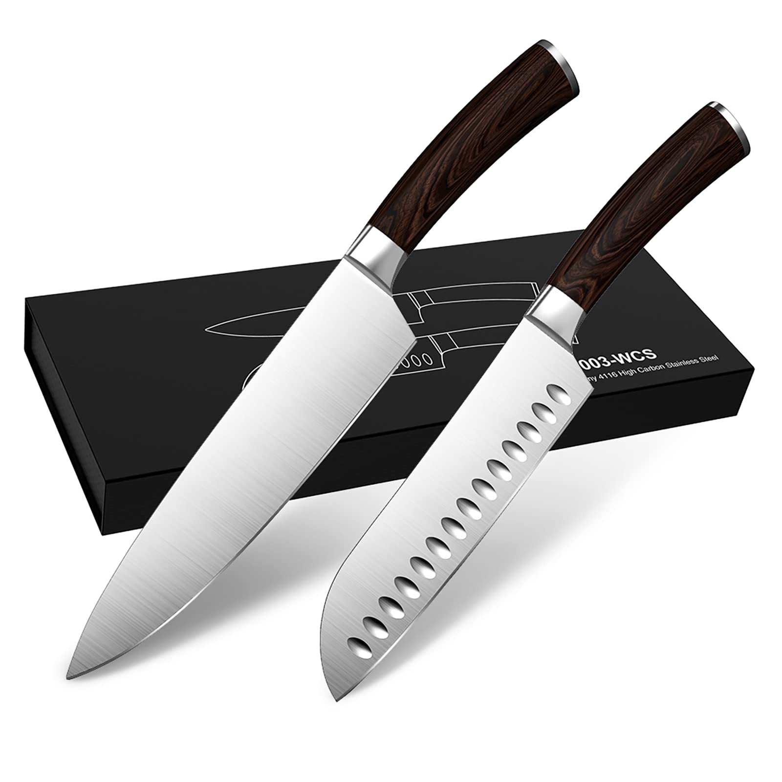 Molartoo Chef Knife set 2,8 inch Professional Kitchen Knife, 1.4116 Stainless Steel,Ergonomic Wood Handleoku Cutter