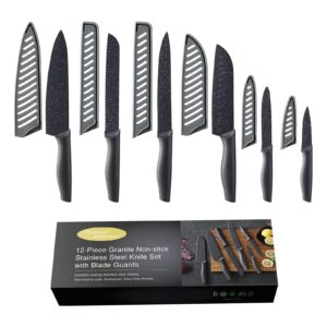 Marco Almond KYA39 Kitchen Knife Sets + KYA59 Titanium Coated Stainless Steel Long Handle Spoons