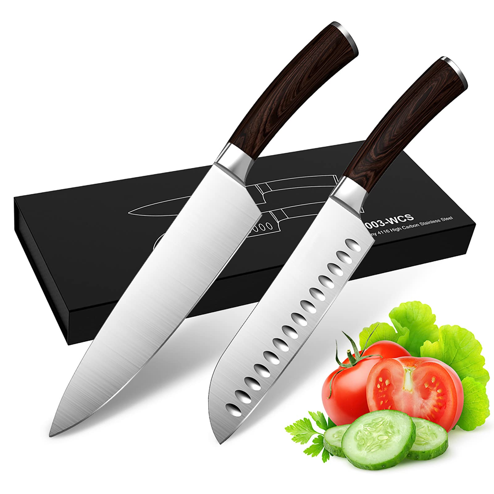 Molartoo Chef Knife set 2,8 inch Professional Kitchen Knife, 1.4116 Stainless Steel,Ergonomic Wood Handleoku Cutter