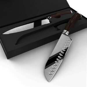 Molartoo Chef Knife set 2,8 inch Professional Kitchen Knife, 1.4116 Stainless Steel,Ergonomic Wood Handleoku Cutter