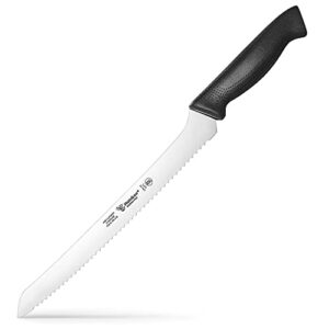 humbee cusine pro, 12 inch offset bread knife serrated knife wave razor-sharp blade comfortable grip dishwasher safe, nsf certified