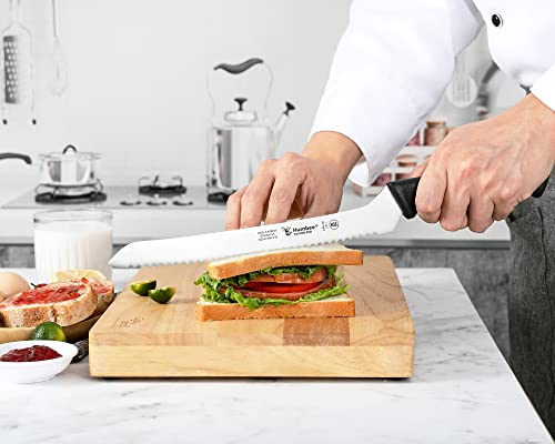 HUMBEE Cusine Pro, 12 inch Offset Bread Knife Serrated Knife Wave Razor-Sharp Blade Comfortable Grip Dishwasher Safe, NSF Certified