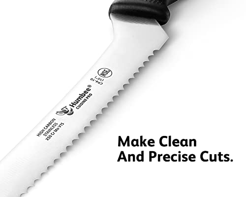 HUMBEE Cusine Pro, 12 inch Offset Bread Knife Serrated Knife Wave Razor-Sharp Blade Comfortable Grip Dishwasher Safe, NSF Certified