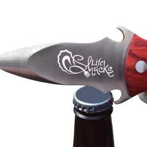 Oyster Knife with Rosewood Handle - Built-In Bottle Openers - GiftBox Included