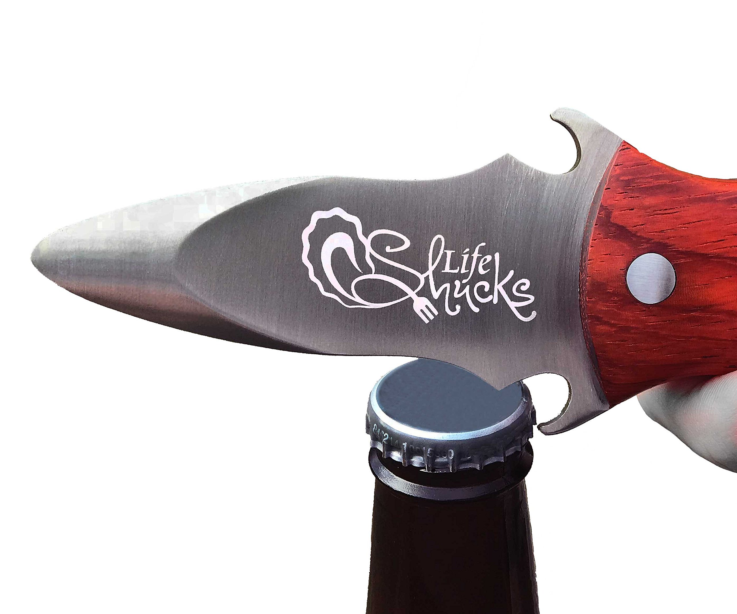 Oyster Knife with Rosewood Handle - Built-In Bottle Openers - GiftBox Included