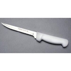 Dexter Basics® Stainless Steel Scalloped Utility Knife with White Handle - 6"L Blade