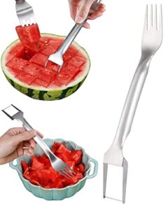 2-in-1 watermelon fork slicer, watermelon slicer cutter, stainless steel fruit watermelon cutter for family parties camping, professional fruit forks slicer for watermelon cubes (1pcs)
