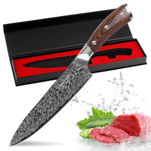 finetool kitchen knife, 8 inch professional chef's knives japanese 7cr17 stainless steel vegetable cleaver with pakkawood wood, sharpest cooking knives best choice for home kitchen and restaurant
