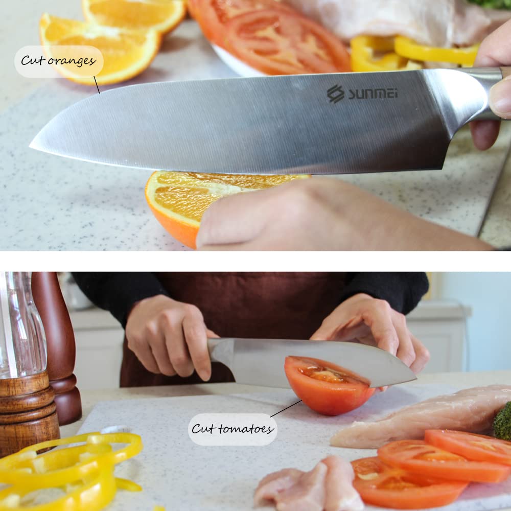 Sunmei 8 Inch Chef's Knife, High Carbon 5Cr15MoV Stainless Steel Kitchen Knives with Wooden Handle, Ultra Sharp, Best Choice for Home Kitchen and Restaurant