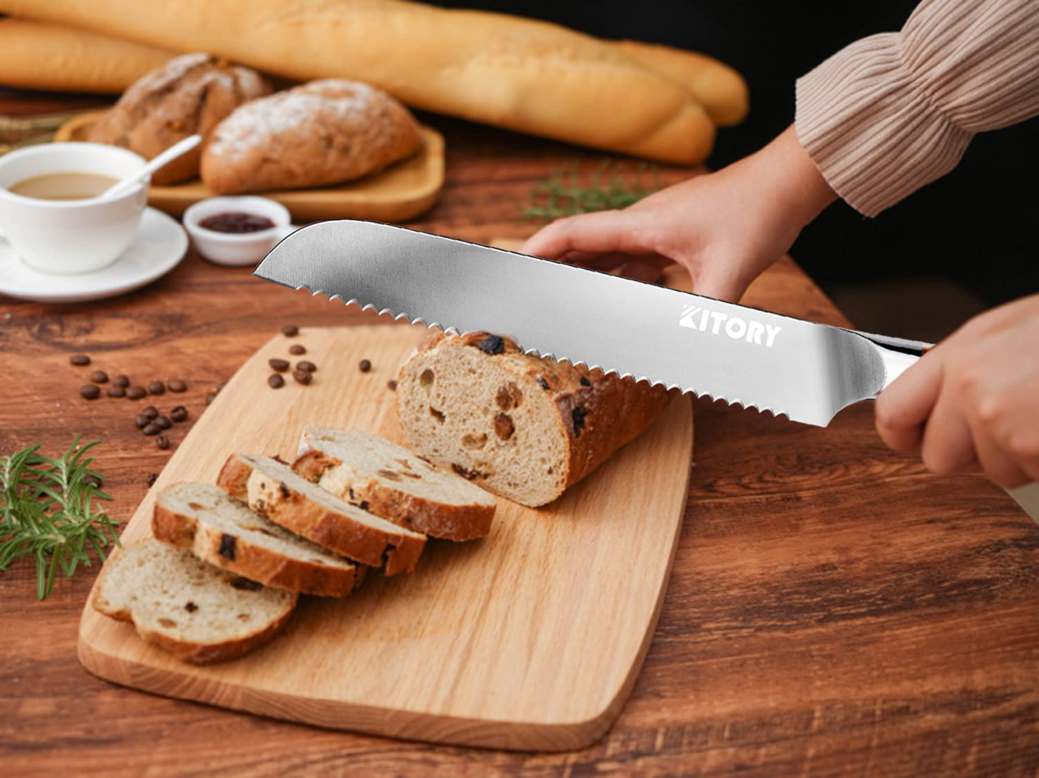 Kitory Bread Knife 8" Serrated Slicing Knife, Ultra Sharp Bread Cutting Knife, Cake Knife Bread Cutter with German High Carbon Stainless Steel Blade&Ergonomic Handle, 2023 Gifts