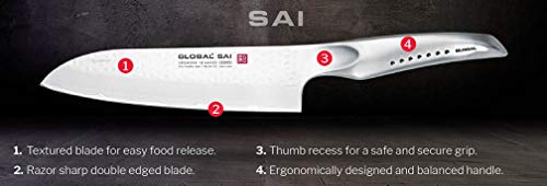 Global SAI-01, Sai Japanese Chef's Knife, 7-1/2", Stainless Steel