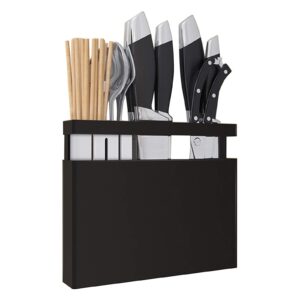 colture kitchen knife block without knives - wall mounted knife holder space saver stainless steel rack rail storage organizer kitchen tools for hanging knives,spoon,chopsticks,fltawre with 3 s hooks