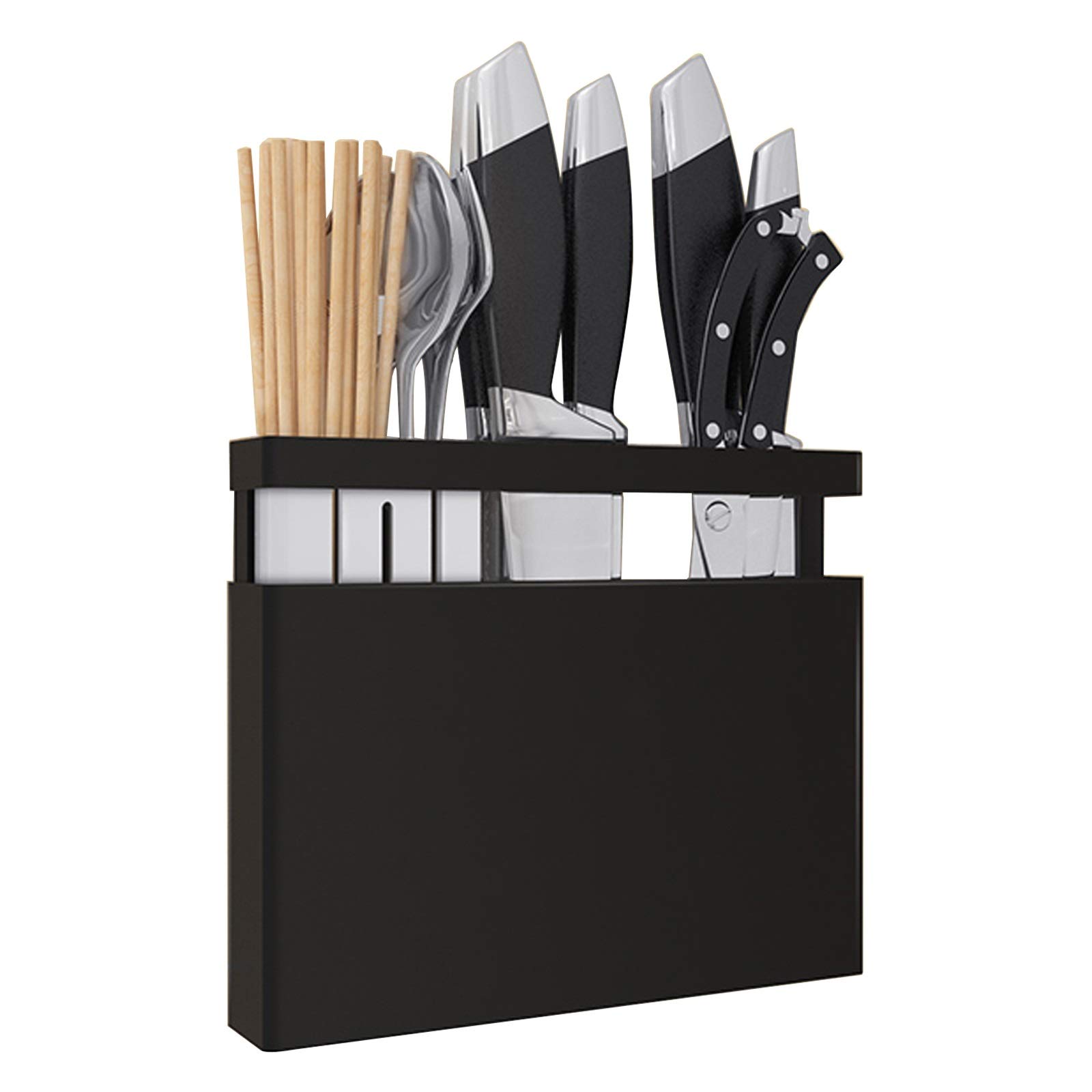 Colture Kitchen Knife Block Without Knives - Wall Mounted Knife Holder Space Saver Stainless Steel Rack Rail Storage Organizer Kitchen Tools for Hanging Knives,Spoon,Chopsticks,fltawre with 3 S Hooks