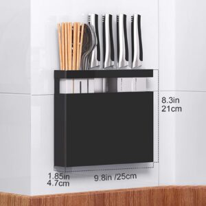 Colture Kitchen Knife Block Without Knives - Wall Mounted Knife Holder Space Saver Stainless Steel Rack Rail Storage Organizer Kitchen Tools for Hanging Knives,Spoon,Chopsticks,fltawre with 3 S Hooks