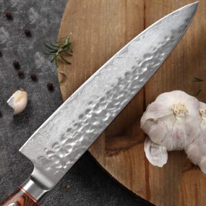 Kimfeng Damascus Chef Knife Handmade 67-Layer Folding Kitchen Knives 8 Inch Professional Chef Knives Japanese VG10 Core Stainless Steel Forging Corrosion Resistance