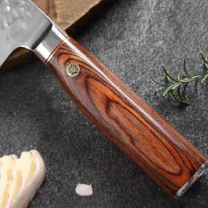 Kimfeng Damascus Chef Knife Handmade 67-Layer Folding Kitchen Knives 8 Inch Professional Chef Knives Japanese VG10 Core Stainless Steel Forging Corrosion Resistance