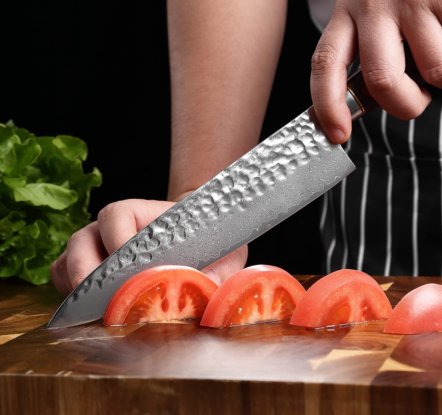 Kimfeng Damascus Chef Knife Handmade 67-Layer Folding Kitchen Knives 8 Inch Professional Chef Knives Japanese VG10 Core Stainless Steel Forging Corrosion Resistance