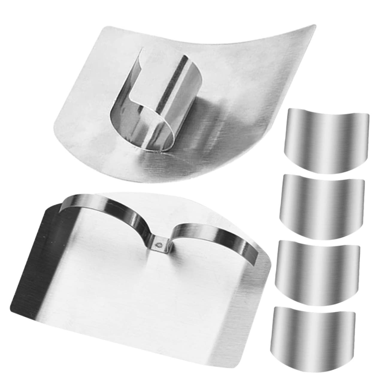 Housoutil 6pcs Stainless Steel Hand-guard Tools Finger Covers Safety Protector Kitchen Hand Protectors Stainless Finger Protector Kitchen Supply Finger Cutting Guard Multifunction Finger Cot