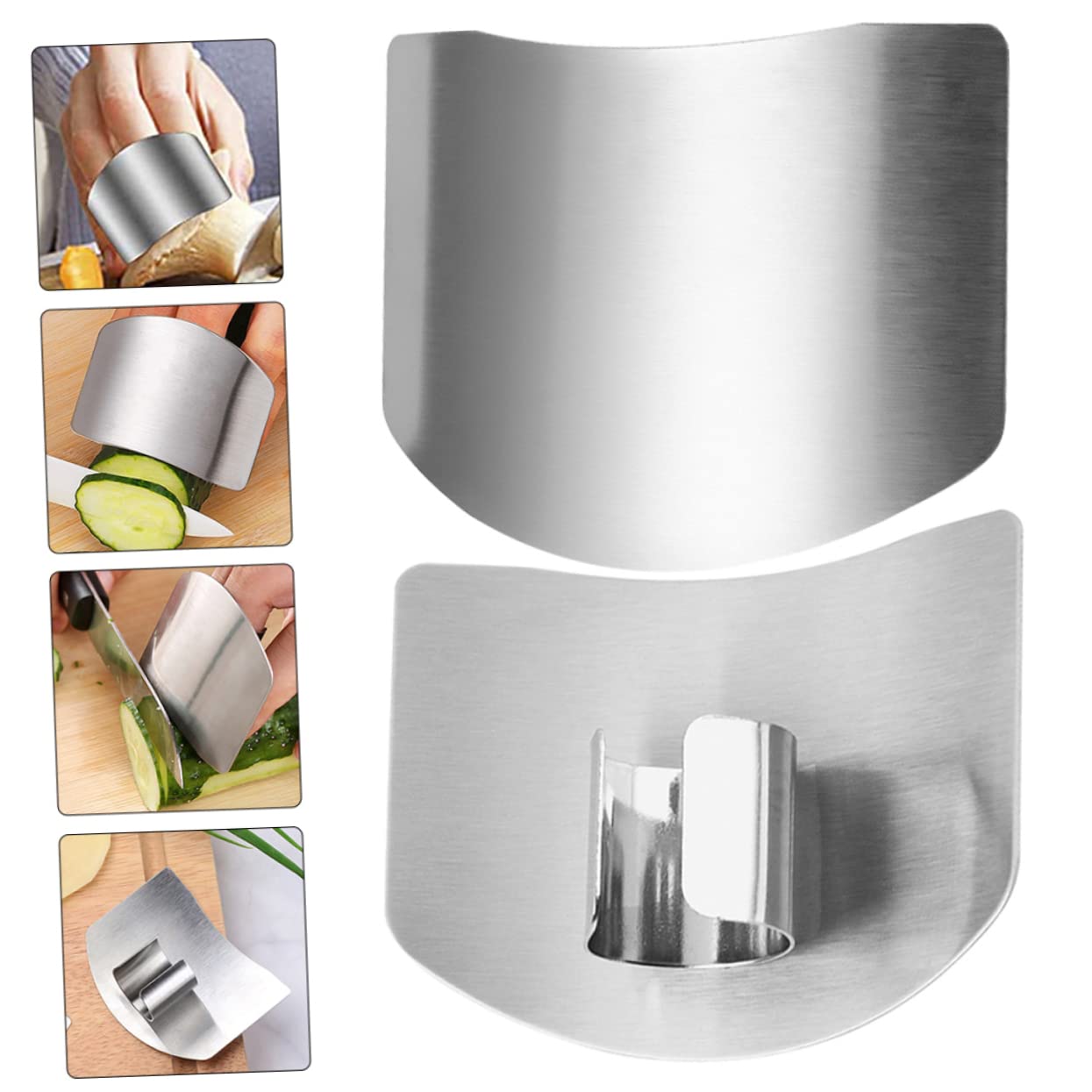 Housoutil 6pcs Stainless Steel Hand-guard Tools Finger Covers Safety Protector Kitchen Hand Protectors Stainless Finger Protector Kitchen Supply Finger Cutting Guard Multifunction Finger Cot