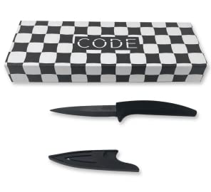 code master 4-inch paring ceramic knife with black handle and black blades cover and gift box included