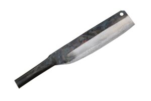 crude - asian 7 inch nakiri kitchen chef knife, carbon steel, super sharp, thin and light