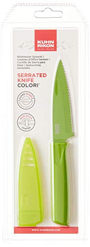 Kuhn Rikon 4-Inch Nonstick Colori Serrated Paring Knife, Green