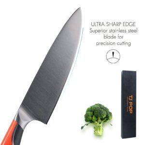 TJ POP Chef Knife 8 Inch, Professional Kitchen Knife, Ultra Sharp Meat Knife, Full-tang Designed, German HC Steel Blade, Comfort Grip Non-slip Handle