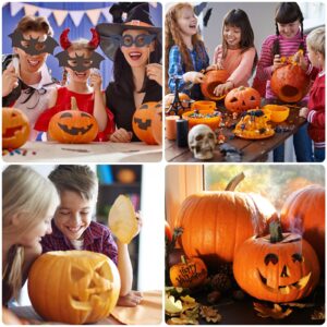 【2022 NEW】 Professional Halloween Pumpkin Carving Kit/Pumpkin Carving Tools/Pumpkin Carving Kit with Stencils for Kids&Adults, Stainless Steel with Hammer for Halloween Decoration Lanterns-12PCS