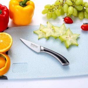 WELLSTAR Paring Knife, 3.5 Inch Fine Edge Fruit Peeling Knife with Super Sharp German Stainless Steel Forged Blade and Full Tang Handle, C-Style Series