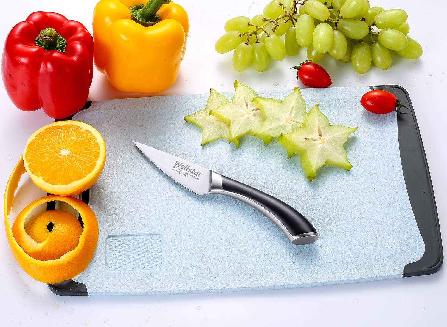 WELLSTAR Paring Knife, 3.5 Inch Fine Edge Fruit Peeling Knife with Super Sharp German Stainless Steel Forged Blade and Full Tang Handle, C-Style Series