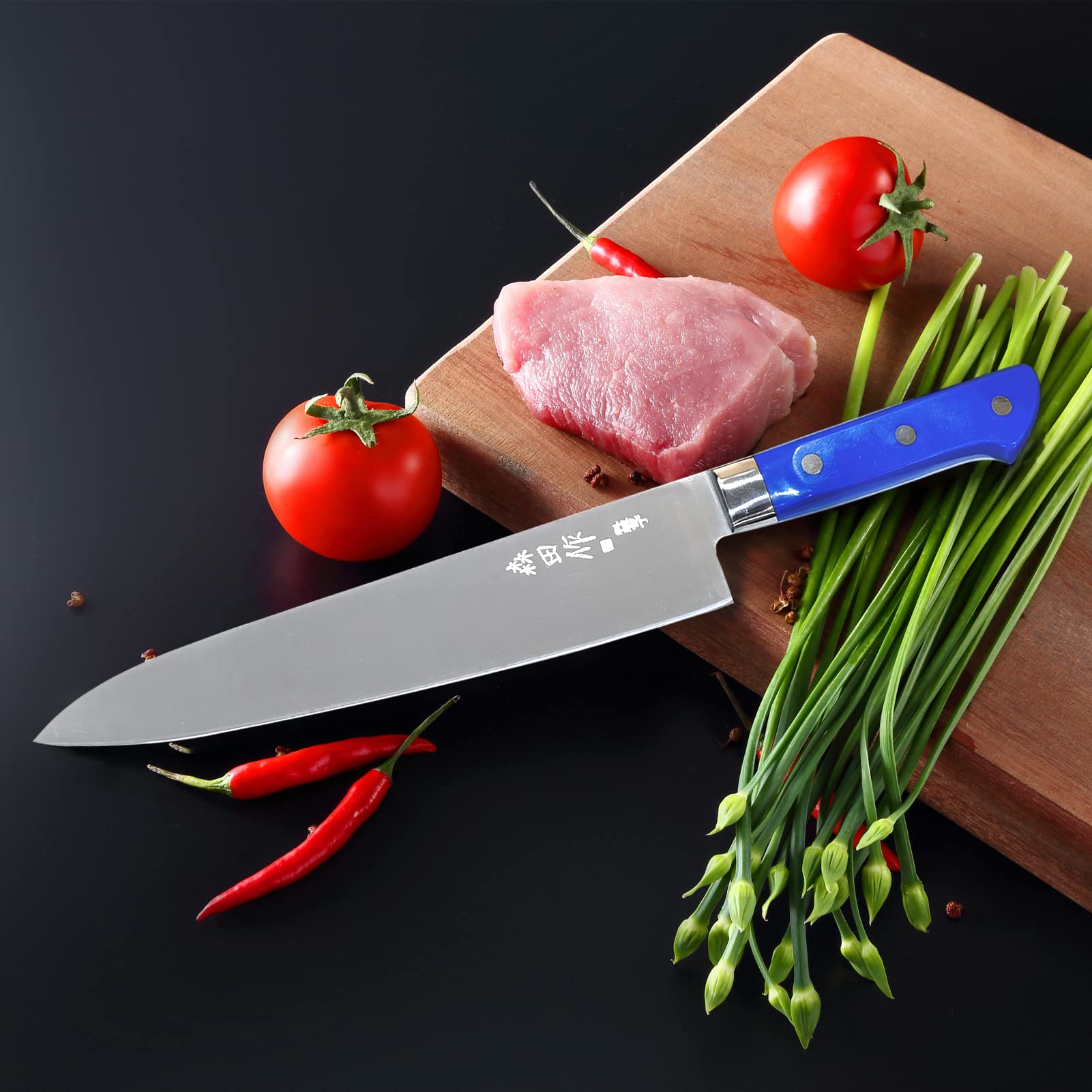 CHUYIREN 2 Pcs Japanese Chef Knife 9.5 inches, Professional Gyuto Chef Knife, Sharp Sashimi Knife with Black Ergonomic Handle, Sushi Knife