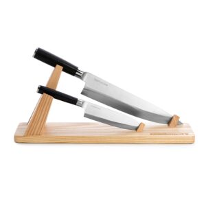 kamikoto - senshi dual knife set with wooden display stand